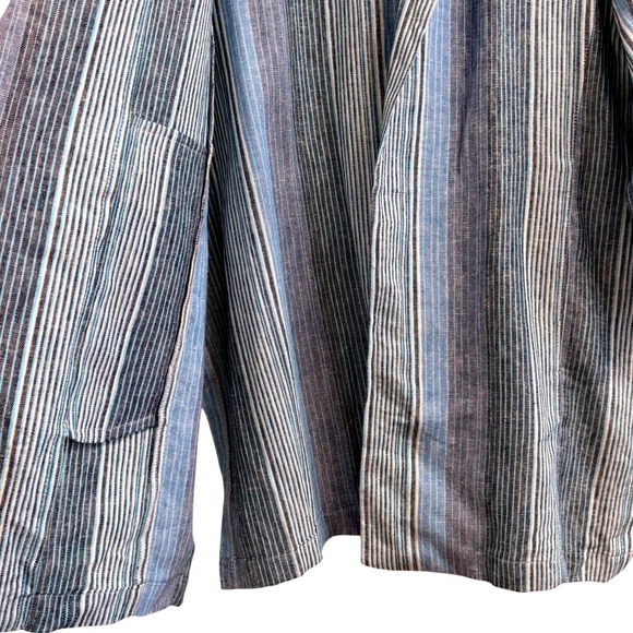 Banjara Womens Blue Striped Linen Rayon Open Front Blazer Cardigan Size Large - Picture 7 of 12